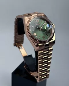 UNIQUE Seiko "President" Rose Gold Olive Green 36/39mm Automatic NH35Mod - Imagen 1 de 7
