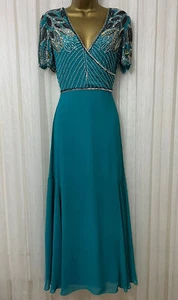 Virgos Lounge Dress Turquise Ursula Flare Embellished Wedding Party UK 8 36 New - Picture 1 of 4
