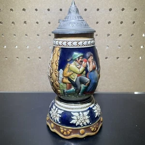 COLORFUL DESIGNED PEWTER LID GERMANY BEER STEIN - Picture 1 of 5