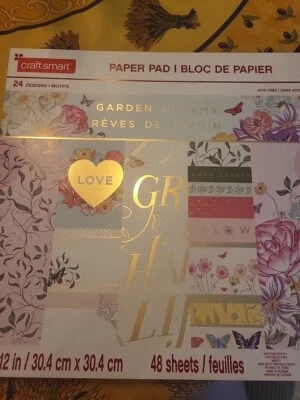 Fabulousness Craft Smart Scrapbook 12"x12" Paper Pad 48 Sheets Garden Dreams New - Image 1 of 4