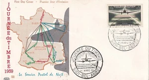 Enveloppe Philatélie 1er jour 1959 Algérie Journée du timbre Aéropostale nuit - Foto 1 di 2