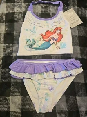 Disney Store Ariel 2 Piezas Traje de Baño Niños Talla 9/10 Nuevo con Etiquetas Princesa Foto 1 de 3