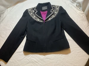 Hairston Roberson Vintage Blazer Jacke 8 Western bestickt rosa schwarz 100 % Wolle - Bild 1 von 15