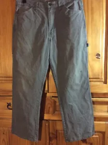 DICKIES Pantalone Carpentiere Uomo 34x30 100% Cotone Grigio Verniciato Macchiato Ottime Condizioni - Foto 1 di 4