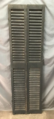 Persiana alta estrecha antigua 10x66 ventana negra madera persiana vintage antigua 911-25B Foto 1 de 4