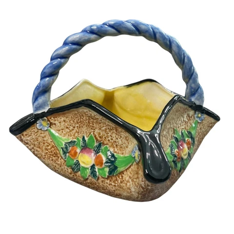 Vintage Maruhon ware Japan Decorative Square Ceramic Basket Cover