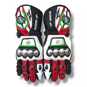 MV AGUSTA Mens Motorbike Racing Leather Gloves Biker Motorcycle Leather Gloves - Picture 1 of 2