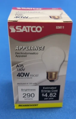 Satco Appliance Light Bulb A15 130V 40W frost - Image 1 of 3