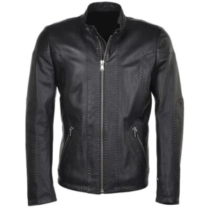 MENS VINTAGE UK CAFE RACER GENUINE LEATHER BLACK BIKER JACKET - Picture 1 of 6