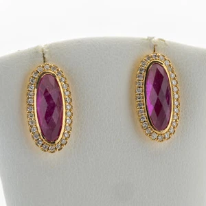 14k+18k gold ear studs with rubies and diamonds - Picture 1 of 6