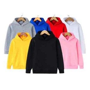 Children Boy's Hoodies Autumn Girls Casual Hoodies Solid Color Sweatshirt Tops - Picture 1 of 34