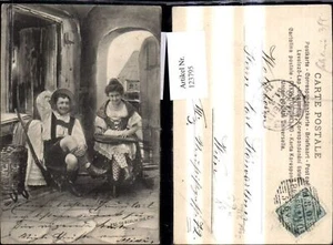 123795,Jagd Jäger Frau m. Zither Musik Gewehr pub Scolik Wien  - Picture 1 of 1