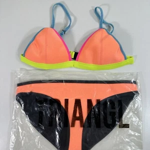 TRIANGL Structured Neoprene Bikini neon Orange Peach Yellow Dolly Fever Diva M - Picture 1 of 11