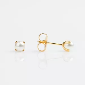 Studex Gold TIFF. 4MM White Pearl Stud Earing - Picture 1 of 1