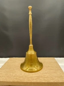 Brass Hand Bell 7" H All Brass Dinner Bell School Bell India with Patina - Picture 1 of 8