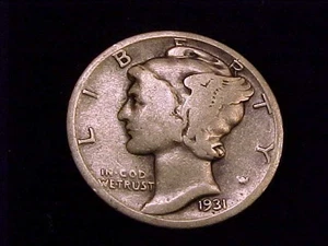 1931-P Mercury Dime, Good Grade. - Picture 1 of 2