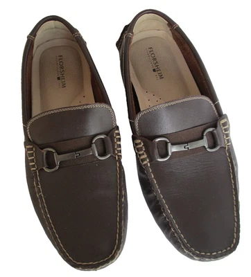 FLORSHEIM DRIVING LOAFERS 11EEE BROWN LEATHER HORSEBIT BUCKLES EXCLLENT!!! - Image 1 of 4
