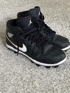 Nike Air Jordan 1 Retro High MCS Black White Baseball Cleats AV5354-001 Sz 7.5 - Picture 1 of 8