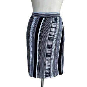ETCETERA Knit Skirt Womens Size S Black White Striped Pull on Lined Wrap - Picture 1 of 4
