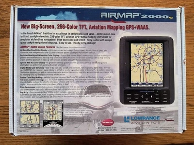 Lowrance Avionics AirMap 2000c  Aviation Mapping GPS Receiver w/ Box & Software Foto 1 de 4