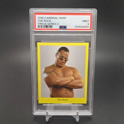 1999 Cardinal WWF The Rock Trivia Series 2 PSA 9 MINT WWE Dwayne Johnson  - Image 1 of 2