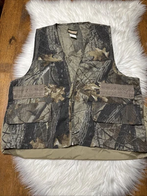 Vintage SafTbak Hunting Vest Mens Large Camo Quilted Zip Pockets Game Bag - Image 1 of 4