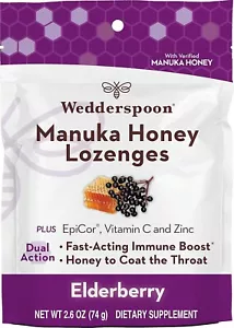 Wedderspoon Manuka Honey Immunity Lozenges, Elderberry, 2.6 Ounce (Pack of 1) - Picture 1 of 2