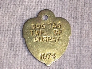 Vintage 1974 Township of Murray Dog Tax Tag License Brass     cb22 - Picture 1 of 1