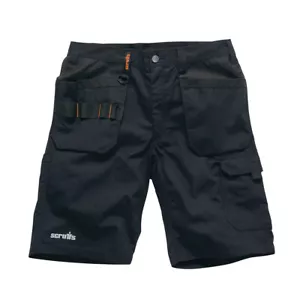 Pantaloncini Scruffs Trade Flex Fondina Nero Leggeri Abbigliamento da Lavoro Commerciante - Foto 1 di 1