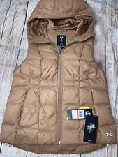 Under Armour ColdGear Duck Down Hooded Vest Brown Womens Size XS 1342815