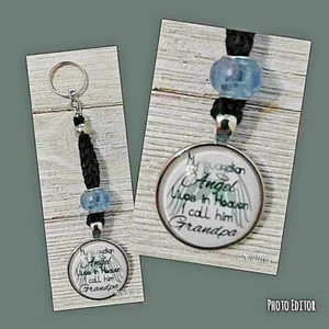 Crochet "My Guardian Angel...Grandpa" Keychain Keyring Handmade in USA - Picture 1 of 1