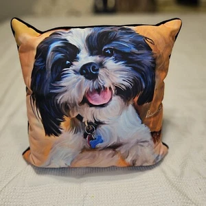 Robert McClintock Shih Tzu Hund Dekokissen Welpenliebhaber Geschenk 18 Zoll leuchtende Farbe - Bild 1 von 10