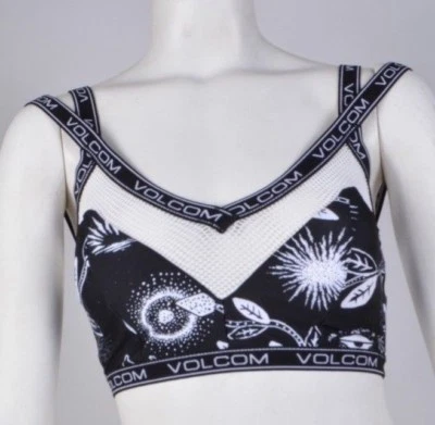 NUEVO CON ETIQUETAS PARA MUJER VOLCOM PÉTALO PESADO CUELLO EN V $45 S Malla Negra Correas Dobles Natación Foto 1 de 4