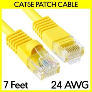 7FT Cat5e Patch Cord Yellow Cat 5e Ethernet Cable RJ45 Internet NAS Modem Cord - Picture 1 of 3