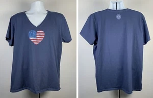 Life is Good Patriotic Heart Stars & Stripes Crusher T-Shirt Damen XXL - Bild 1 von 5