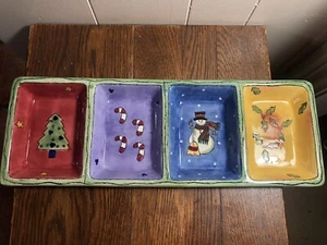 SANGO Sweet Shoppe Christmas 4-Part Relish/Snack Tray SUE ZIPKIN *NIB* - Picture 1 of 9
