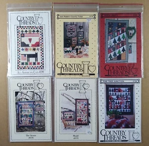 Country Threads 6 PATTERN LOT Wall Hanging Quilts - Picture 1 of 1