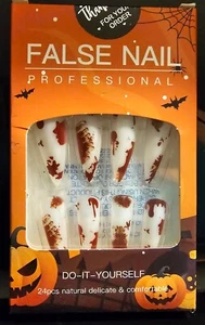 Halloween Autunno Press-On Unghie Riutilizzabile 24pz Colla Schede File - Foto 1 di 2