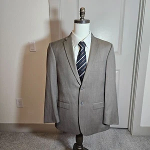 Jos A Bank 40R Wool Suit Blazer Sport Coat Jacket Men Slim Fit Textured Tan Gray - Picture 1 of 20