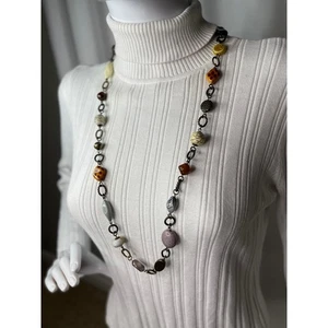 Premier Designs beaded necklace gold tone burnished chunky chain link jewelry - Picture 1 of 13