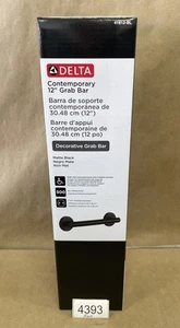 DELTA 41812-BL ~ Contemporary Decorative ADA 12” Grab Bar ~ Matte Black - Picture 1 of 4