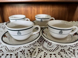 Set 4 tazze e piattini Roycroft RR modello nero e ruggine di Buffalo China - Foto 1 di 5