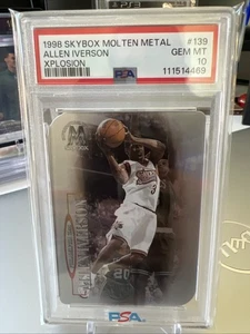 Skybox 1998 metallo fuso Allen Iverson Explosion, Pop 2 Psa 10 basket Sixer - Foto 1 di 2