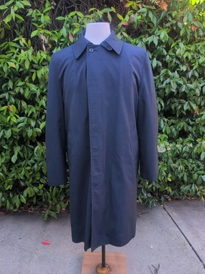 DE COLECCIÓN ABRIGOS PRINCIPALES LONDRES NIEBLA ABRIGO PARA HOMBRE 40R AZUL MARINO DESMONTABLE PIEL SINTÉTICA EE. UU. Foto 1 de 4