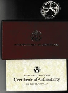 1988 OLYMPIC COMMEMORATIVE PROOF SILVER DOLLAR. 90% SILVER. - Picture 1 of 1