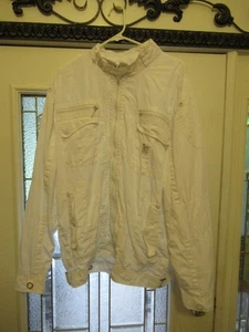 G) Parish Nation Retro White Full Zip Jacket Windbreaker Men’s 2XL Lightweight - Picture 1 of 7