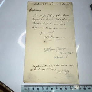 William Pearson Gründer Royal Astronomer Society ALS Autogramm Note Thomas Colby - Bild 1 von 4