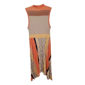 Vestido midi Maeve Med Anthropologie a rayas transparentes sin mangas jersey multicolor - Imagen 1 de 7