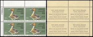 UNITED STATES-1987- Hunting Permit $7.5 Whistling Duck Sc# RW 53-Blk of 4-MNH OG - Picture 1 of 3