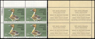 UNITED STATES-1987- Hunting Permit $7.5 Whistling Duck Sc# RW 53-Blk of 4-MNH OG - Image 1 of 3